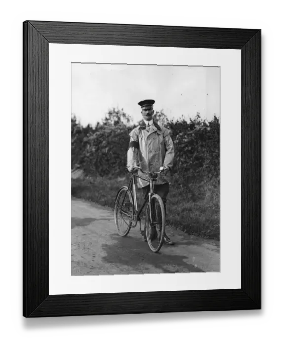 Framed Print : a Uniform. 1909: A scout for the Automobile Association displays the new Framed Print : a Uniform. 1909: A scout for the Automobile Association displays the new