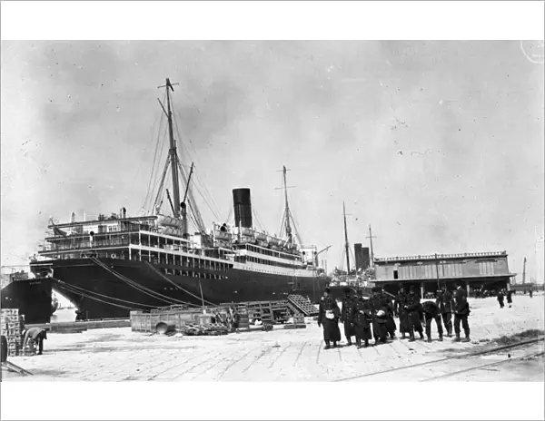 Laconia. 1st April 1923: The Cunard ship Laconia at the dockside, Alexandria