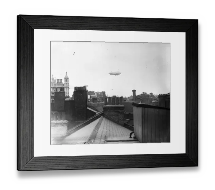 Framed Print : Airborne. 3rd June 1919: NS-11 airship over the city Framed Print : Airborne. 3rd June 1919: NS-11 airship over the city