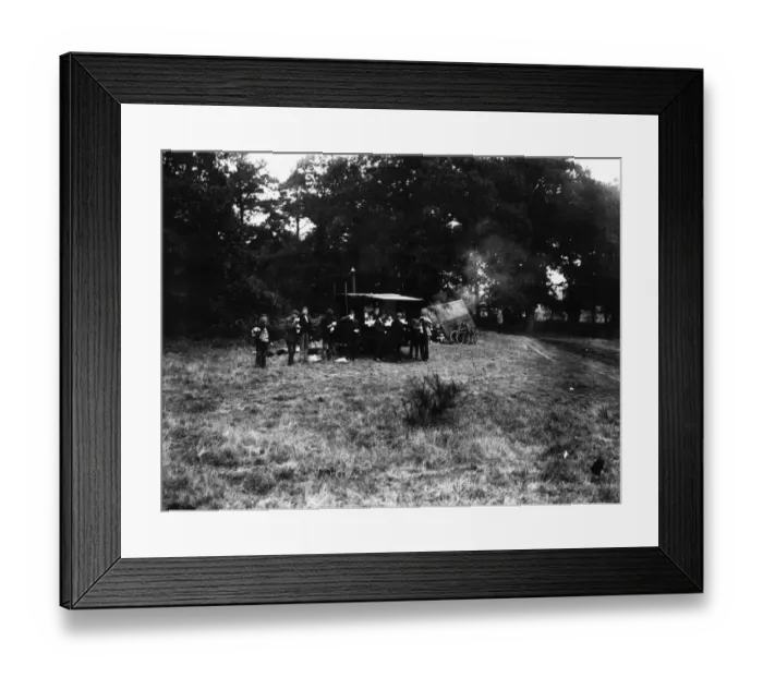 Framed Print : Tea Break. October 1906: Workers who are constructing the Brooklands Framed Print : Tea Break. October 1906: Workers who are constructing the Brooklands