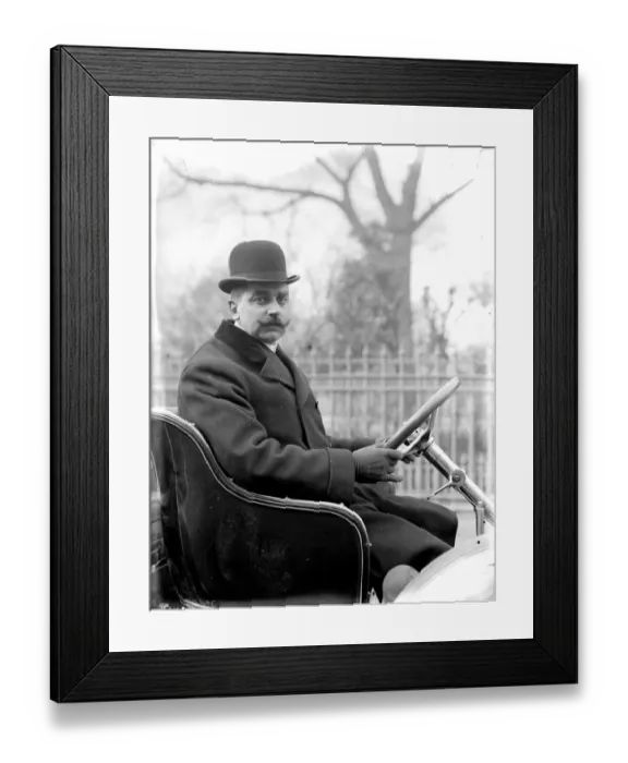 Framed Print : W Petts. February 1908: W Petts at the wheel of a motor car Framed Print : W Petts. February 1908: W Petts at the wheel of a motor car