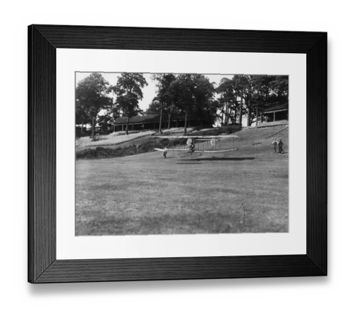 Framed Print : Gliding. July 1910: An aeroplane gliding at Brooklands