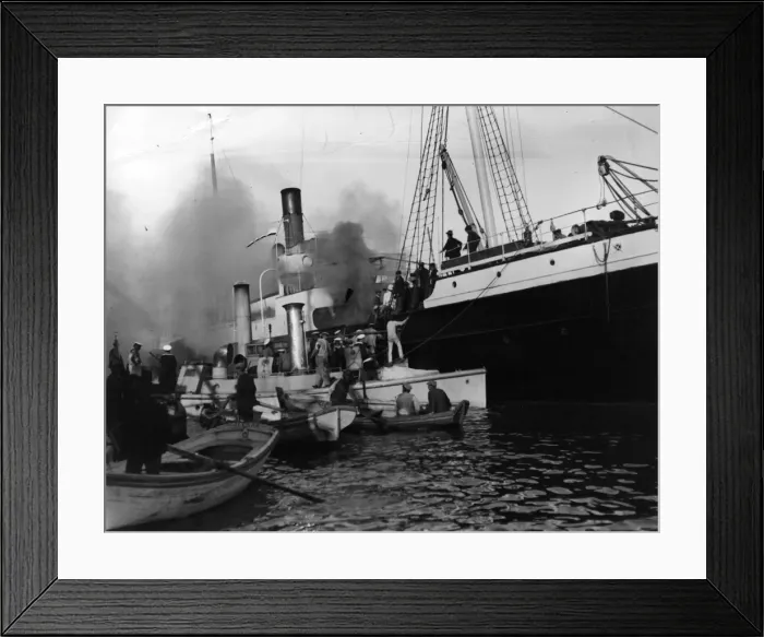 Framed Print : Blazing Ship Framed Print : Blazing Ship