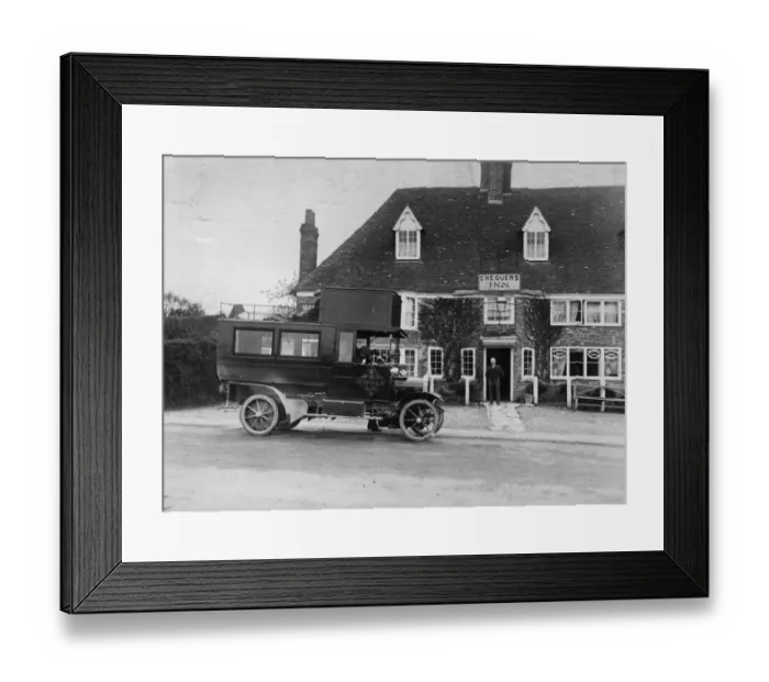 Framed Print : Post Bus. May 1913: A motorised passenger mail vehicle in Kent Framed Print : Post Bus. May 1913: A motorised passenger mail vehicle in Kent