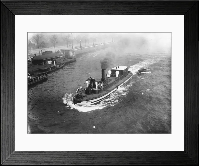 Framed Print : Firefloat. 10th March 1911: The steam boat Alpha Framed Print : Firefloat. 10th March 1911: The steam boat Alpha