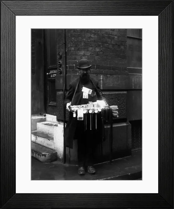Framed Print : Hawker. November 1907: A street hawker with Christmas toys on Ludgate Hill, London Framed Print : Hawker. November 1907: A street hawker with Christmas toys on Ludgate Hill, London