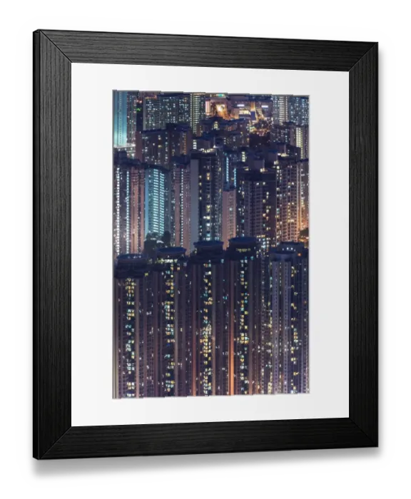 Framed Print : Night view of Hong Kong residential cluster Framed Print : Night view of Hong Kong residential cluster