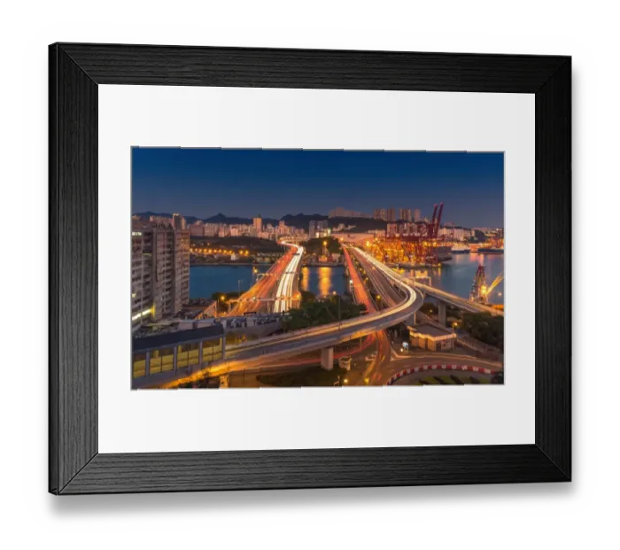 Framed Print : Tsingyi bridge at night with light trail