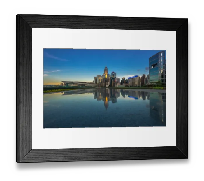 Framed Print : Hong Kong urban district area skyline with reflection Framed Print : Hong Kong urban district area skyline with reflection