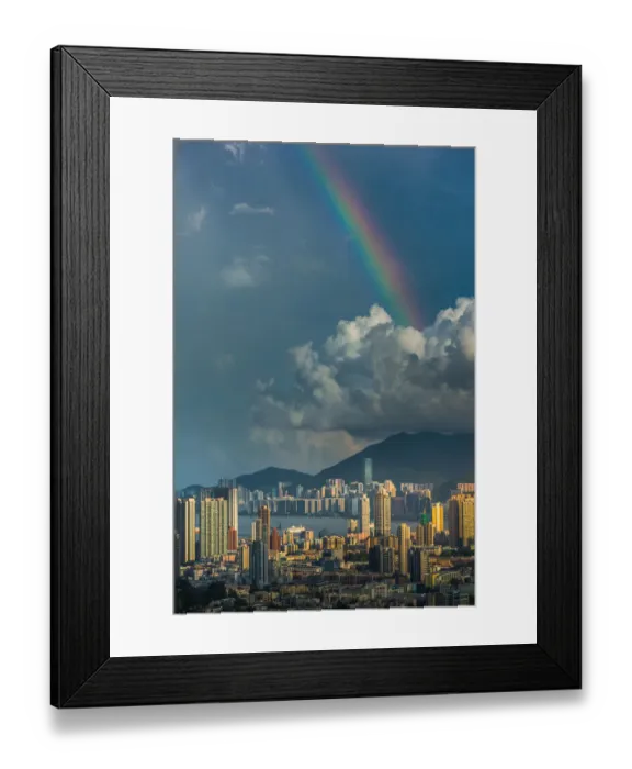 Framed Print : Rainbow over Hong Kong island Framed Print : Rainbow over Hong Kong island