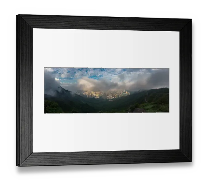 Framed Print : Panorama of Kowloon peninsular cover with low cloud Framed Print : Panorama of Kowloon peninsular cover with low cloud