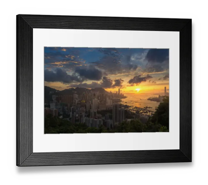 Framed Print : Sunset view of Hong Kong City from Breamar hill Framed Print : Sunset view of Hong Kong City from Breamar hill