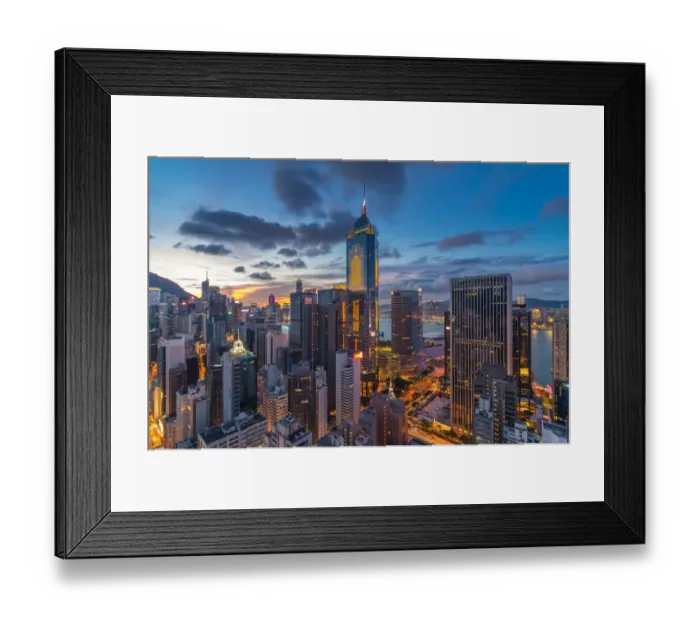 Framed Print : Central business district of Hong Kong at night Framed Print : Central business district of Hong Kong at night