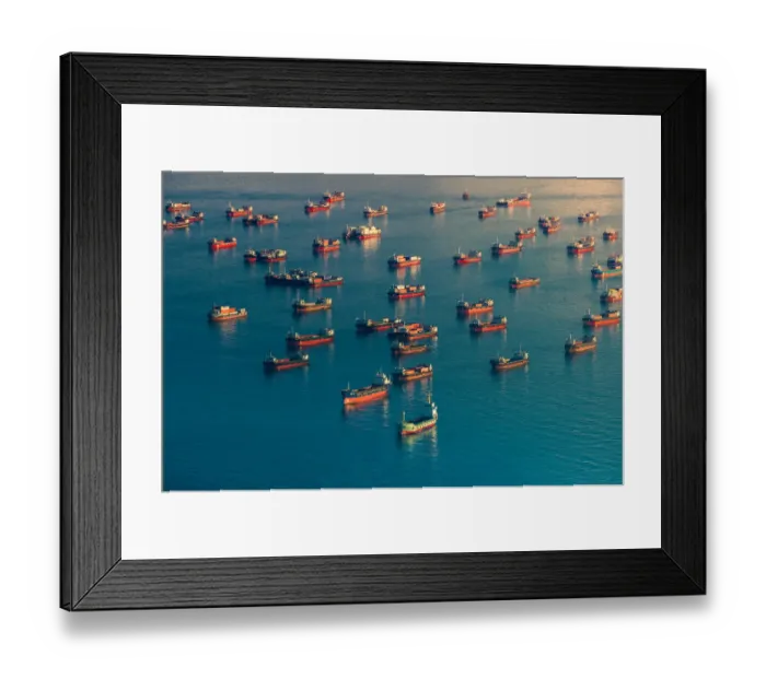 Framed Print : Industrial ships fleed in Victoria habour, Hong Kong Framed Print : Industrial ships fleed in Victoria habour, Hong Kong