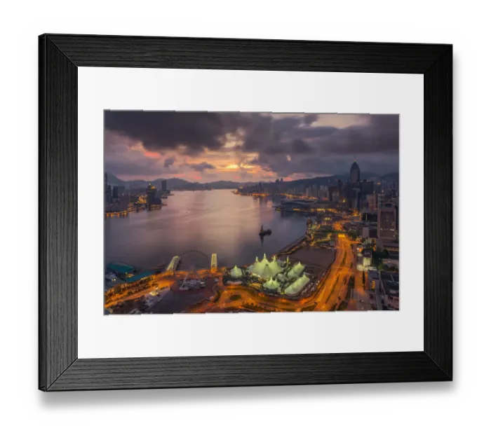 Framed Print : Sunrise view at Victoria habour, Hong Kong Framed Print : Sunrise view at Victoria habour, Hong Kong