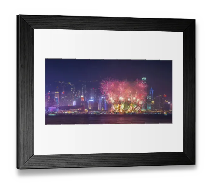 Framed Print : Chinese newyear fireworks at Victoria habour, Hong Kong Framed Print : Chinese newyear fireworks at Victoria habour, Hong Kong