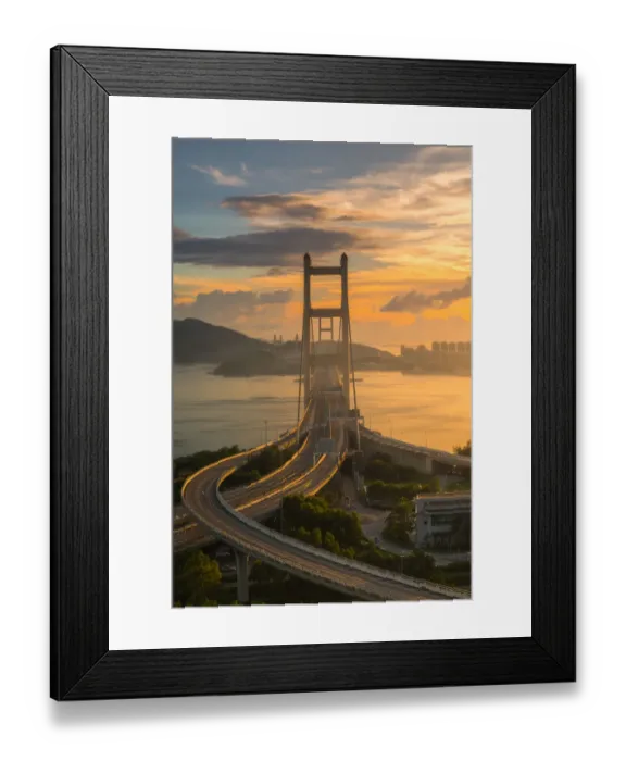 Framed Print : Sunset at Tsingma bridge, Hong Kong