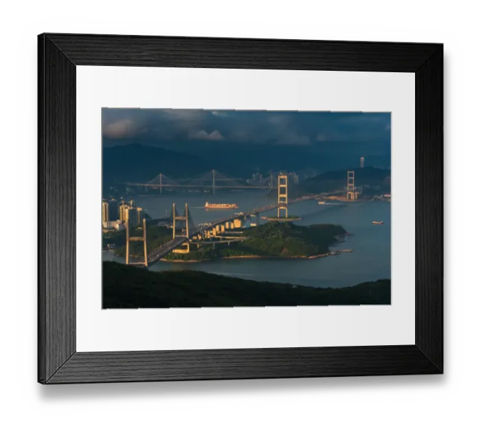 Framed Print : View of Tsingma bridge from Lantau island Framed Print : View of Tsingma bridge from Lantau island