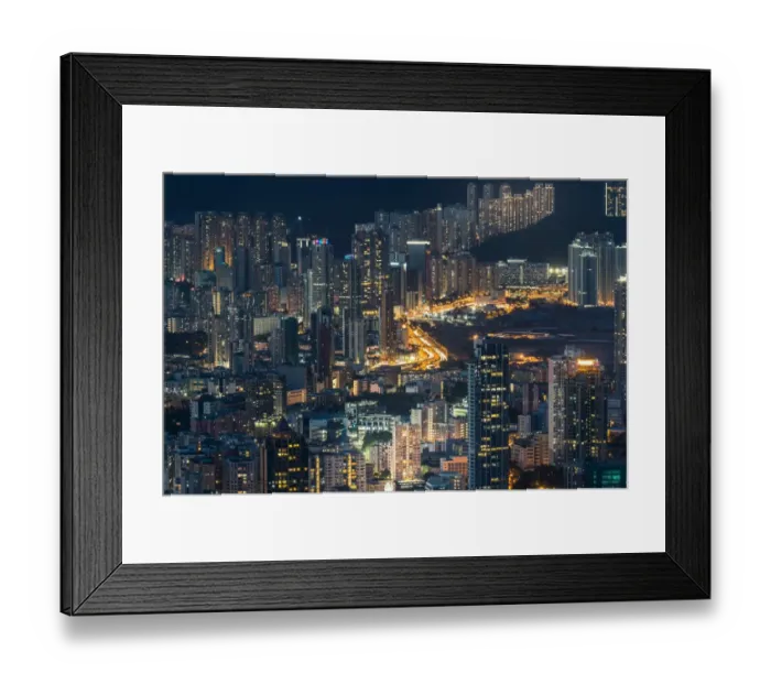 Framed Print : View of Hong Kong highway pass through residential blocks in Kowloon Framed Print : View of Hong Kong highway pass through residential blocks in Kowloon