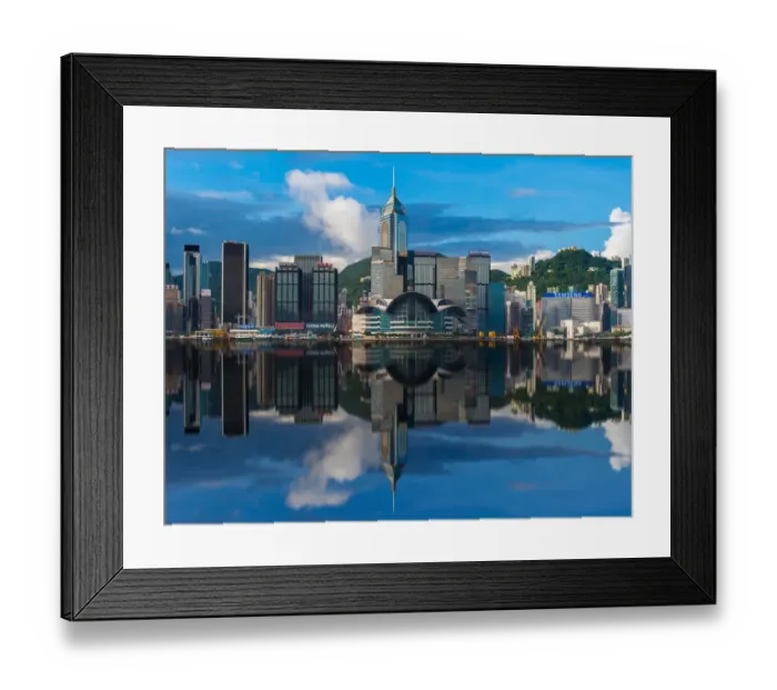 Framed Print : Hong Kong Iconic skyline with manipulated reflection Framed Print : Hong Kong Iconic skyline with manipulated reflection