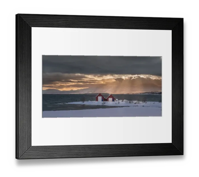 Framed Print : a lakeside house in winter Framed Print : a lakeside house in winter