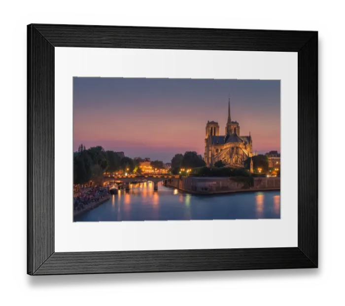 Framed Print : Notre dame at night with city light Framed Print : Notre dame at night with city light