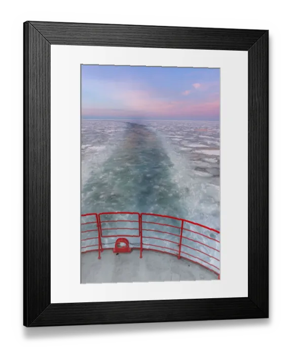 Framed Print : Sunset view of Okhotsk ice sea on a public Ferry Framed Print : Sunset view of Okhotsk ice sea on a public Ferry