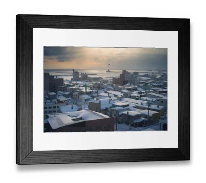 Framed Print : landscape view of Mombetsu city in Winter Framed Print : landscape view of Mombetsu city in Winter