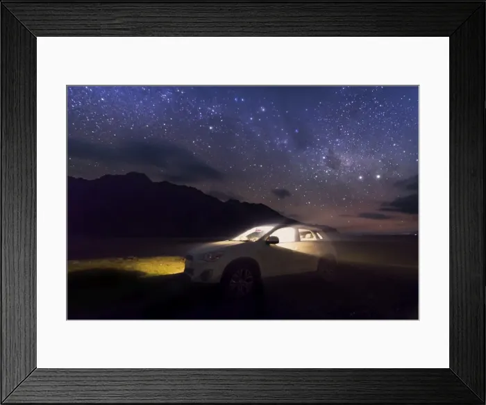 Framed Print : a lid up car in a starry sky