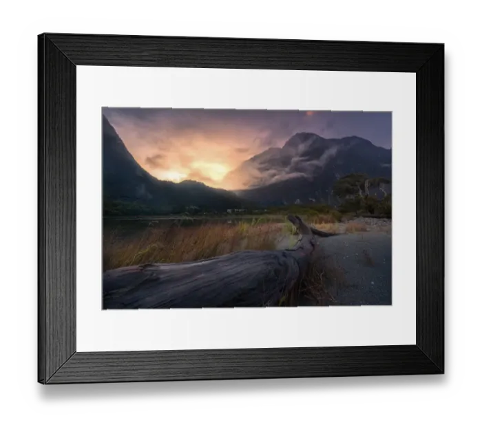 Framed Print : sunrise view at milford sound, New Zealand Framed Print : sunrise view at milford sound, New Zealand