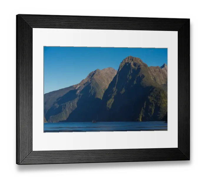 Framed Print : a tourist ferry at Milford Sound Framed Print : a tourist ferry at Milford Sound