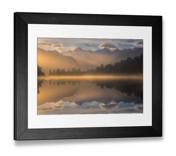 Framed Print : Morning mist at Lake Matheson Framed Print : Morning mist at Lake Matheson