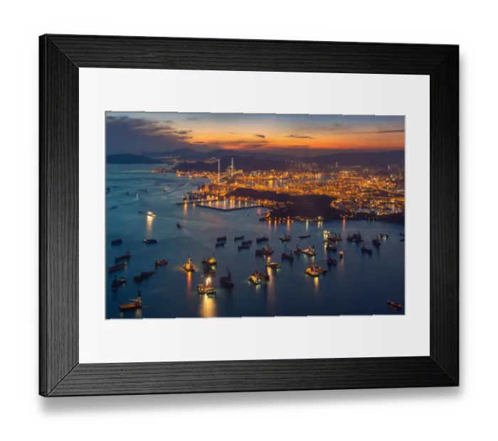 Framed Print : Hong Kong typhoon shelter at night Framed Print : Hong Kong typhoon shelter at night