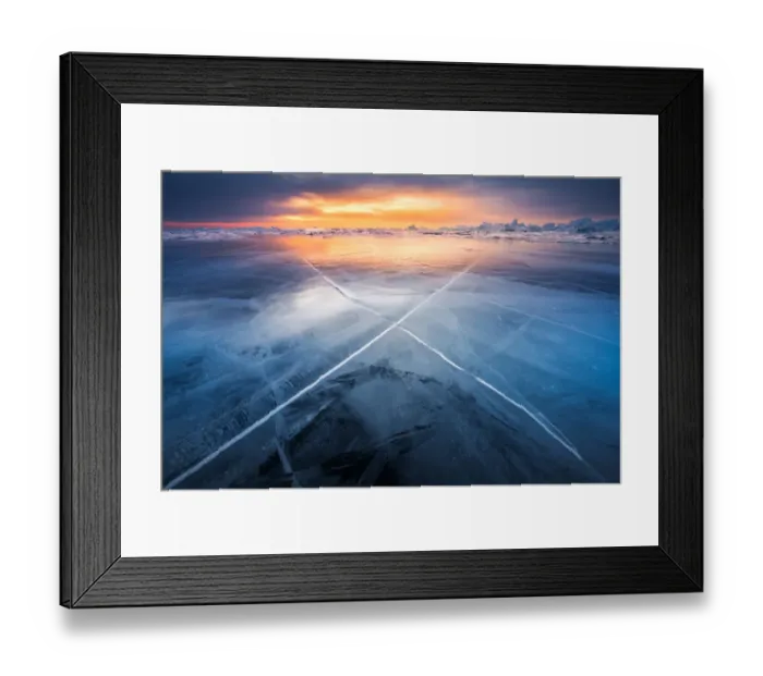 Framed Print : X pattern on Frozen lake Framed Print : X pattern on Frozen lake