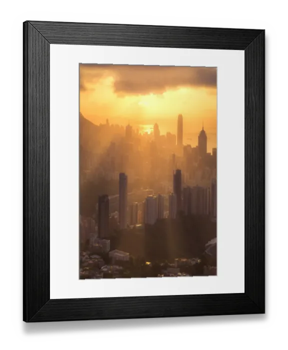Framed Print : Dramatic sunset over Hong Kong city Framed Print : Dramatic sunset over Hong Kong city