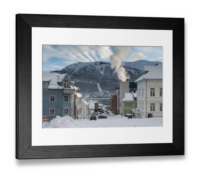 Framed Print : street view of Tromso city in winter Framed Print : street view of Tromso city in winter