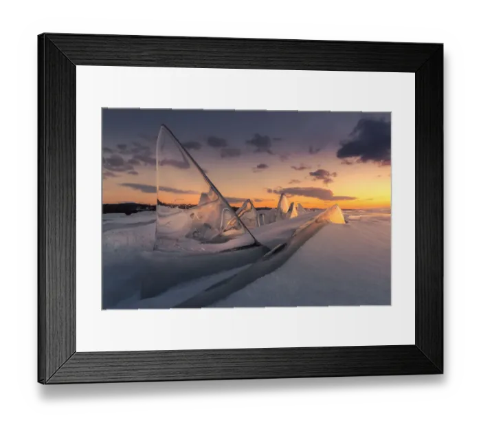 Framed Print : Sunset scene of Fin shape Iceberg Framed Print : Sunset scene of Fin shape Iceberg