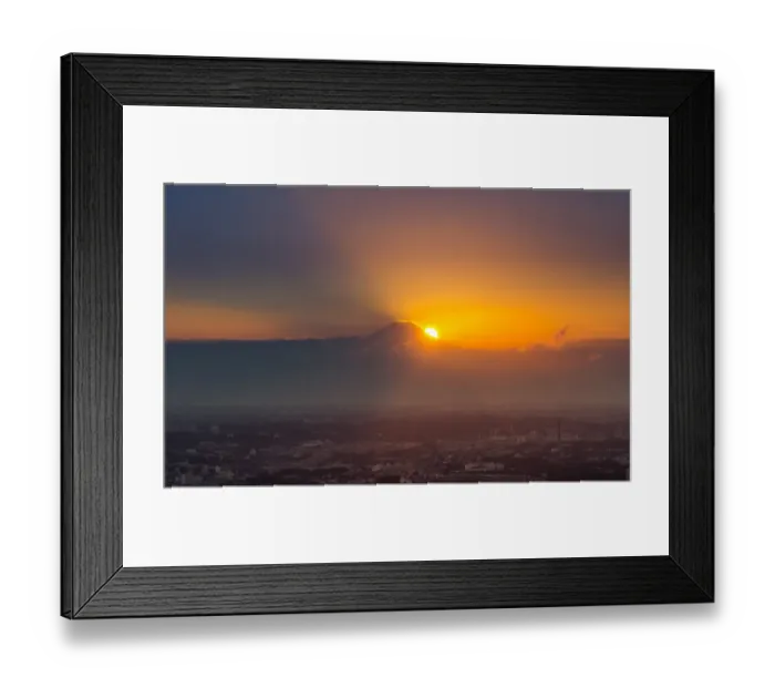 Framed Print : Yokohama city with sunset on top of mount Fuji Framed Print : Yokohama city with sunset on top of mount Fuji