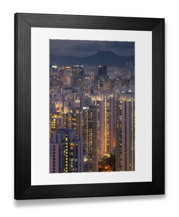 Framed Print : Kowloon residential area with Lionrock background Framed Print : Kowloon residential area with Lionrock background