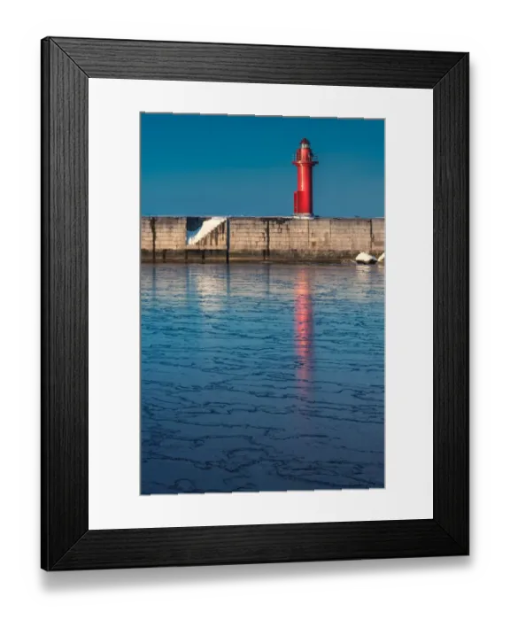 Framed Print : Red lighthouse at Okhotsk ice sea Framed Print : Red lighthouse at Okhotsk ice sea