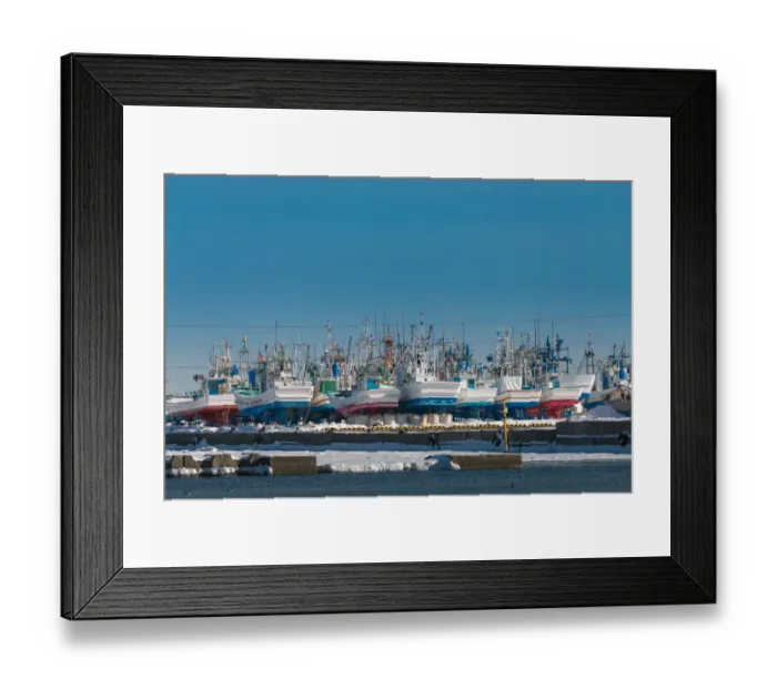Framed Print : fishing boat pier in Hokkaido Framed Print : fishing boat pier in Hokkaido
