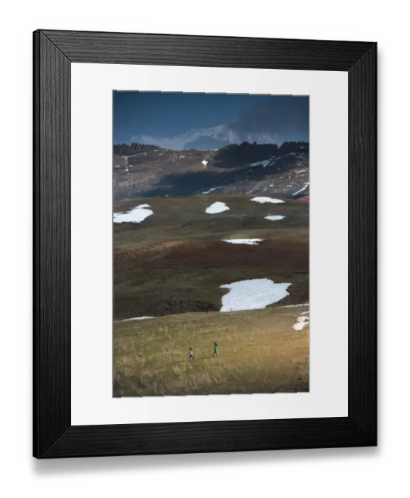 Framed Print : childrens running in East Turkey landscape Framed Print : childrens running in East Turkey landscape
