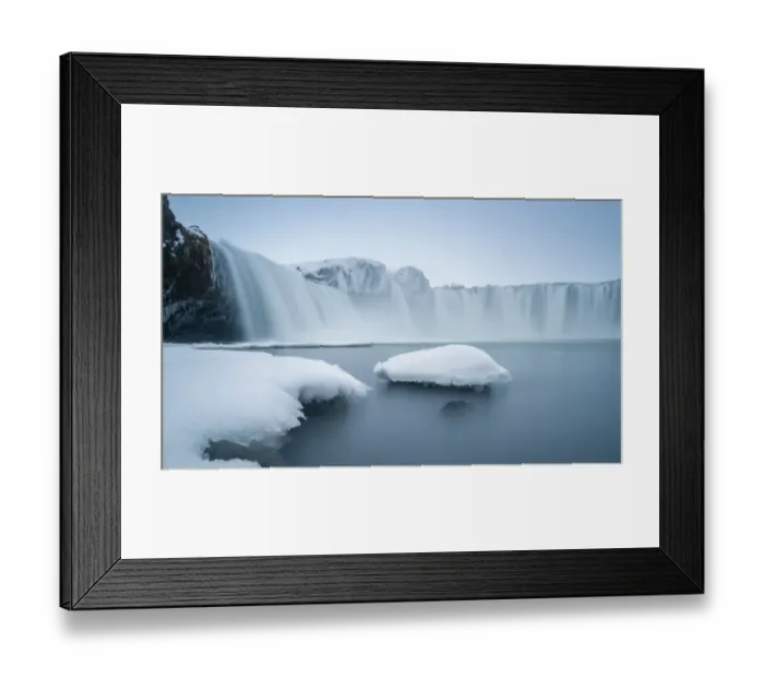 Framed Print : Godafoss waterfall in winter
