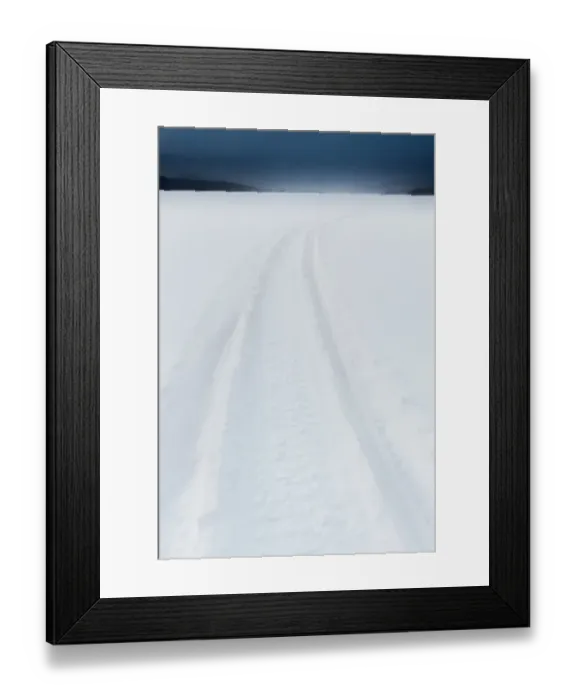 Framed Print : Snow mobile path on frozen Akan lake Framed Print : Snow mobile path on frozen Akan lake