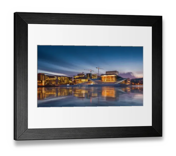 Framed Print : Morning view of Oslo opera house with reflection