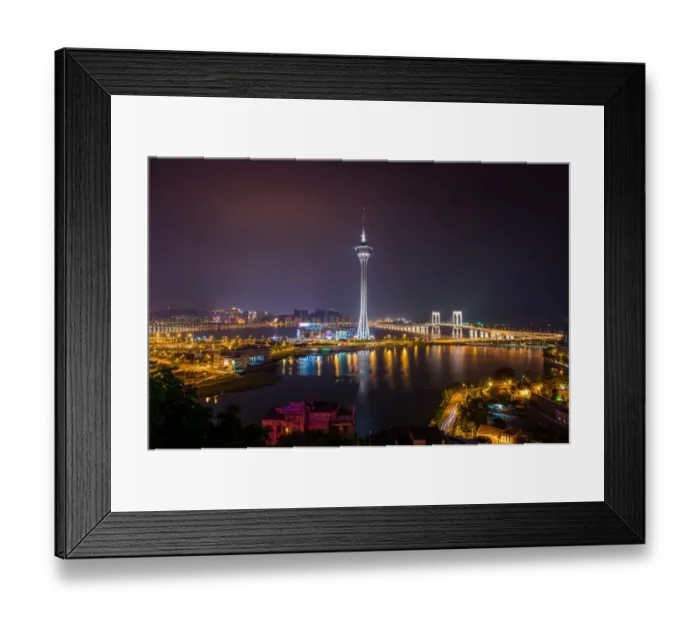 Framed Print : Macau. Night view of Macau tower from Penya hill Framed Print : Macau. Night view of Macau tower from Penya hill