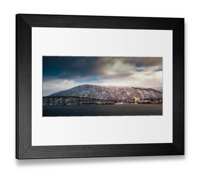 Framed Print : In winter. Beautiful mountain and bridge and cloudy sky in winter Framed Print : In winter. Beautiful mountain and bridge and cloudy sky in winter