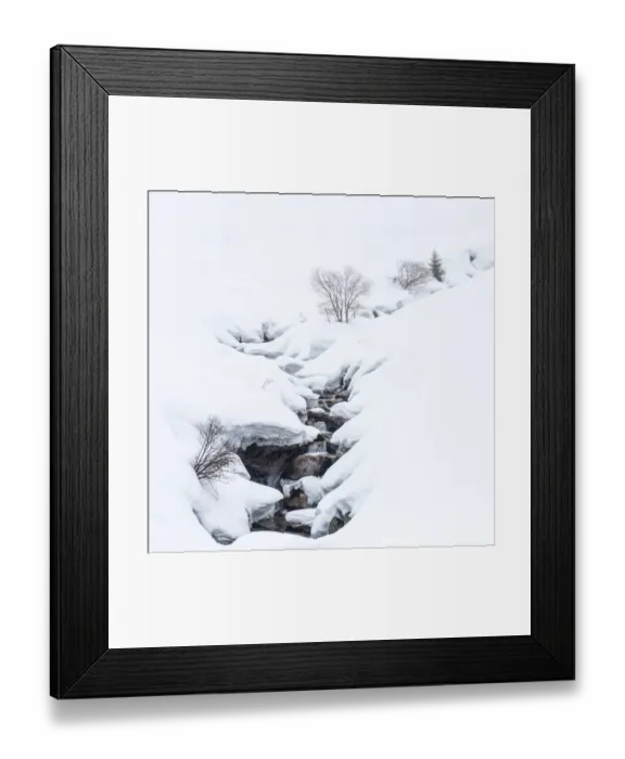 Framed Print : Cascade in snow field Framed Print : Cascade in snow field