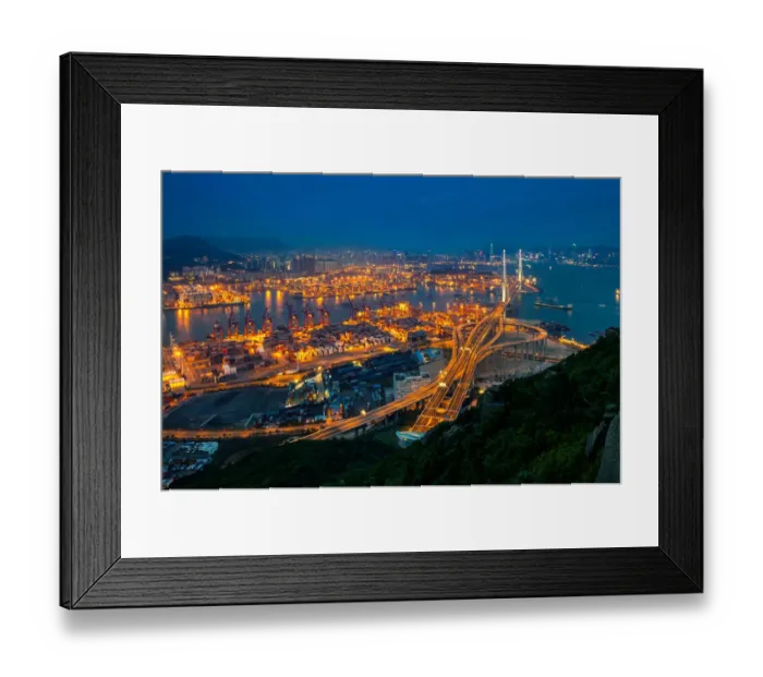 Framed Print : Stonecutters bridge and container terminal Framed Print : Stonecutters bridge and container terminal