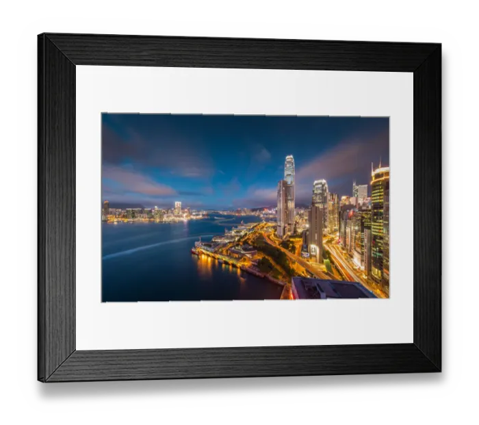 Framed Print : Night view of Hong Kong Victoria bay long exposure Framed Print : Night view of Hong Kong Victoria bay long exposure